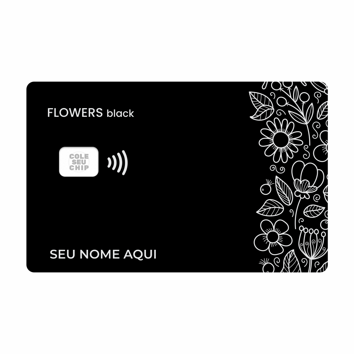 METACARD - Cartão De Plástico Com Impressão Digital UV - Flowers Black METACARD - Cartão De Plástico Com Impressão Digital UV - Flowers Black